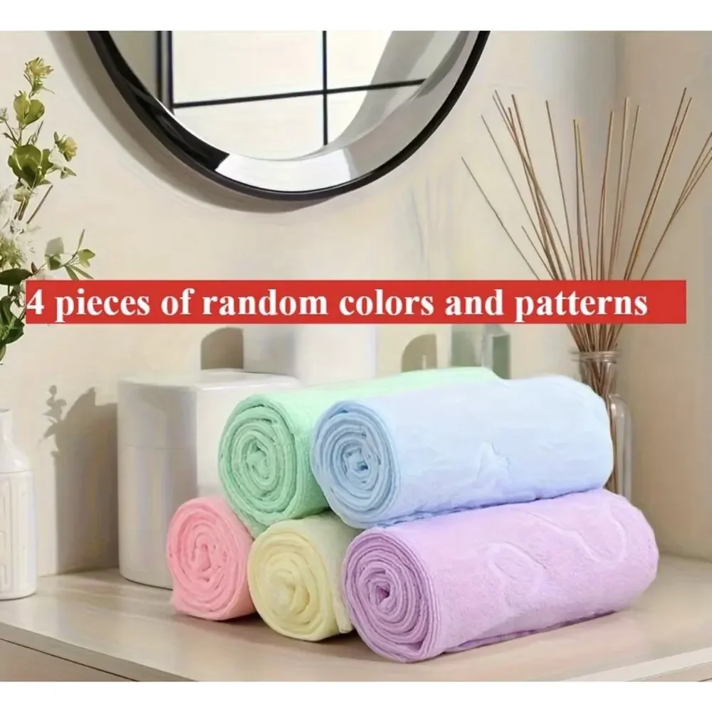 Four Piece Set Of Cartoon Embossed Towels, Soft And Quick Drying 27×11 In. New￼